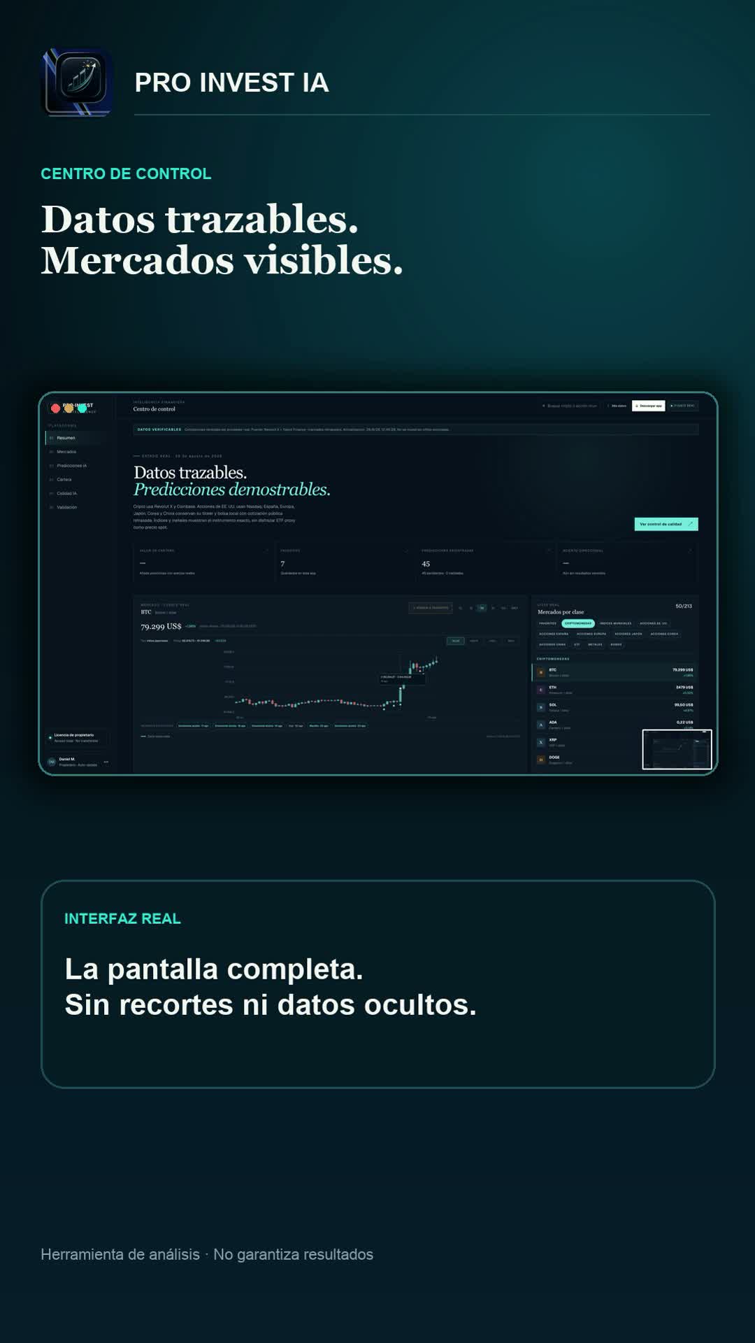 Interfaz y presentación de PRO·INVEST IA
